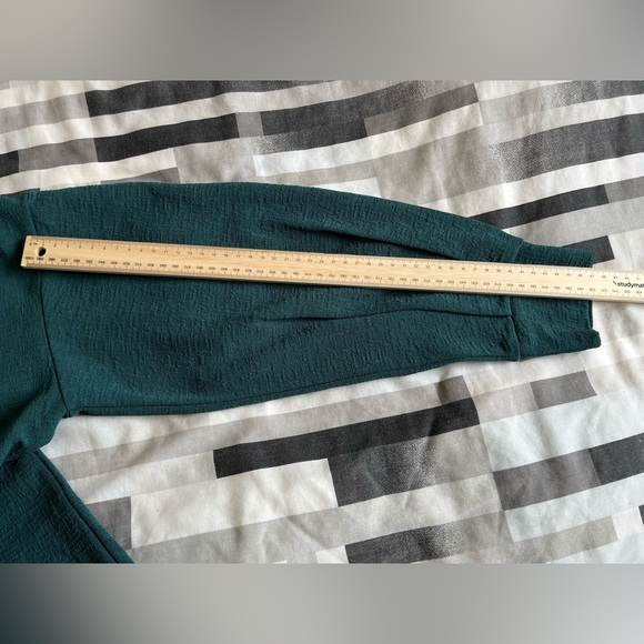 Sussan Size L Teal Green Tie Front Top Long Sleeve Blouse - Picture 5 of 15